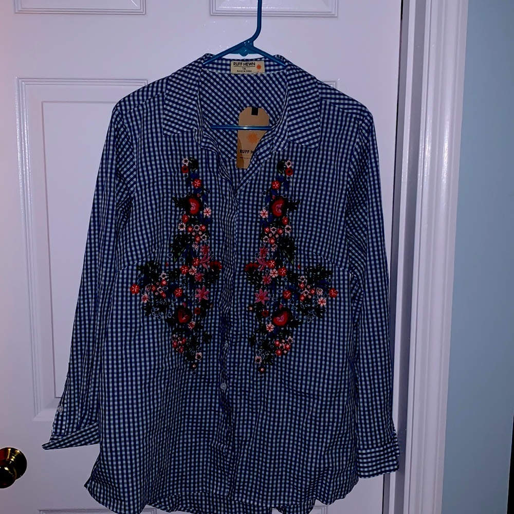 Ruff Hewn Gingham shirt with Embroidery